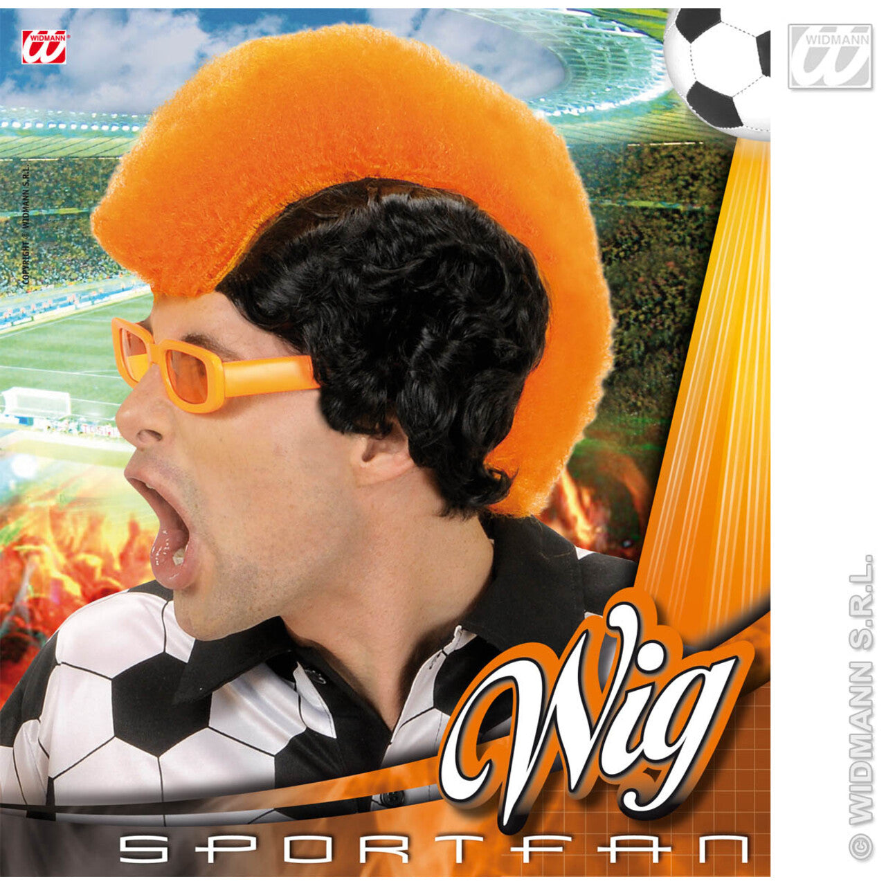Op deze afbeelding zie je een Accessoires, van het merk Widmann. Pruik, Supporter Nederland Man