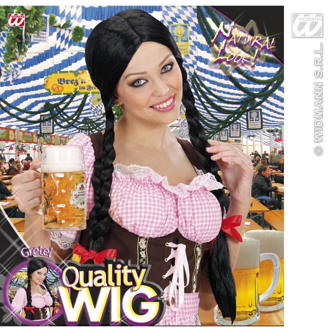 Op deze afbeelding zie je een Accessoires, van het merk Widmann. Pruik, Lange Vlechten Zwart