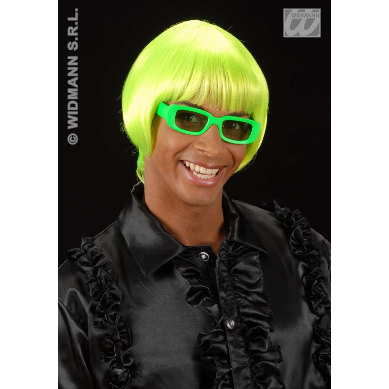 Op deze afbeelding zie je een Accessoires, van het merk Widmann. Pruik, Rave Neon Groen