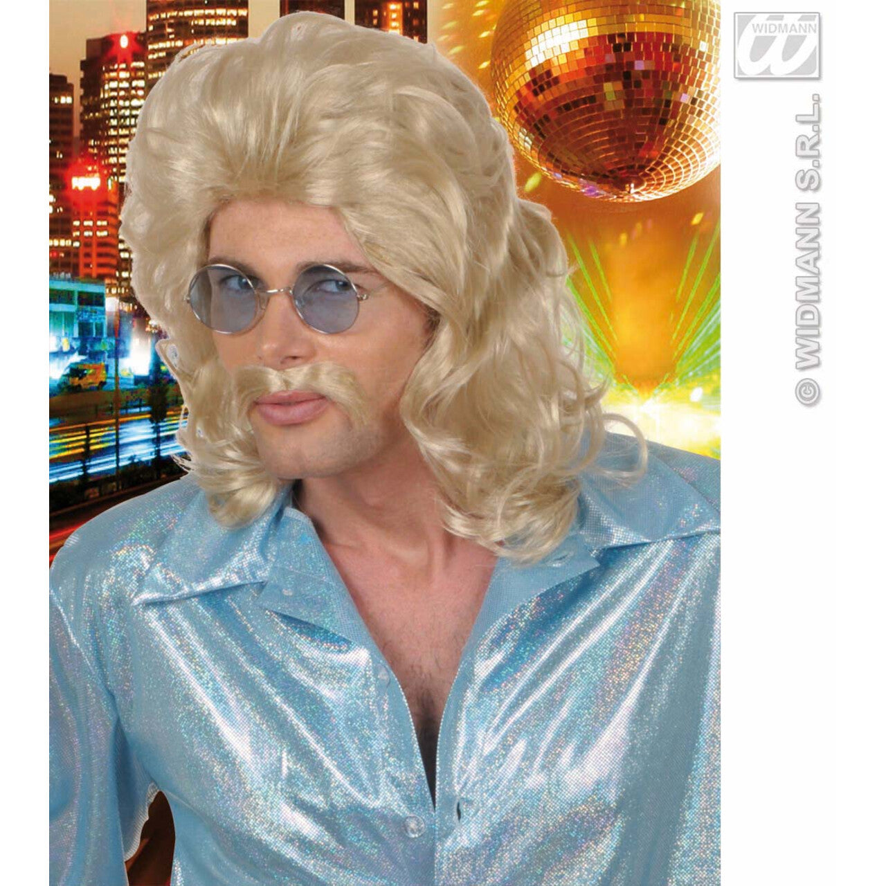 Op deze afbeelding zie je een Accessoires, van het merk Widmann. Pruik, 70s Man Blond