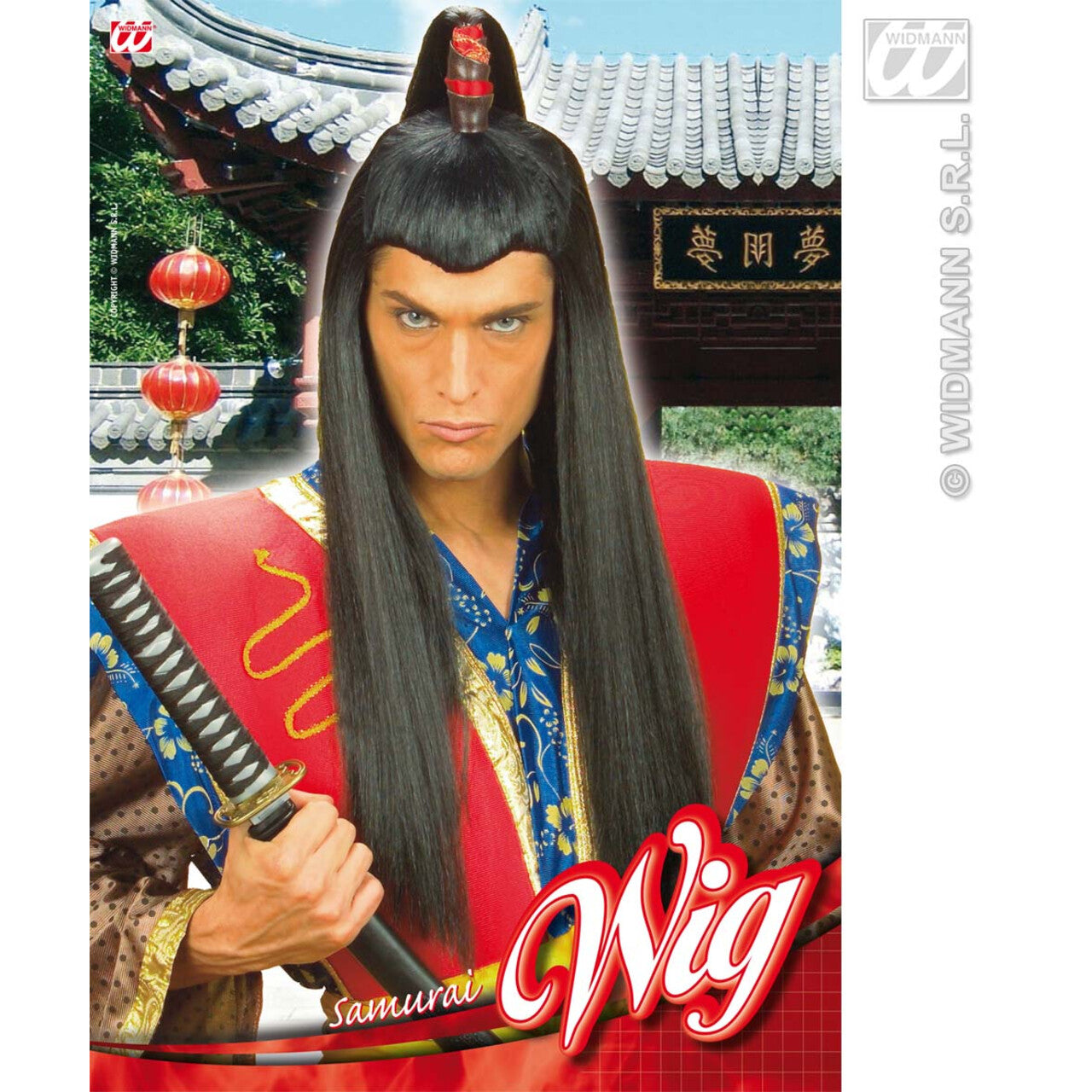 Op deze afbeelding zie je een Accessoires, van het merk Widmann. Pruik, Samurai Lang
