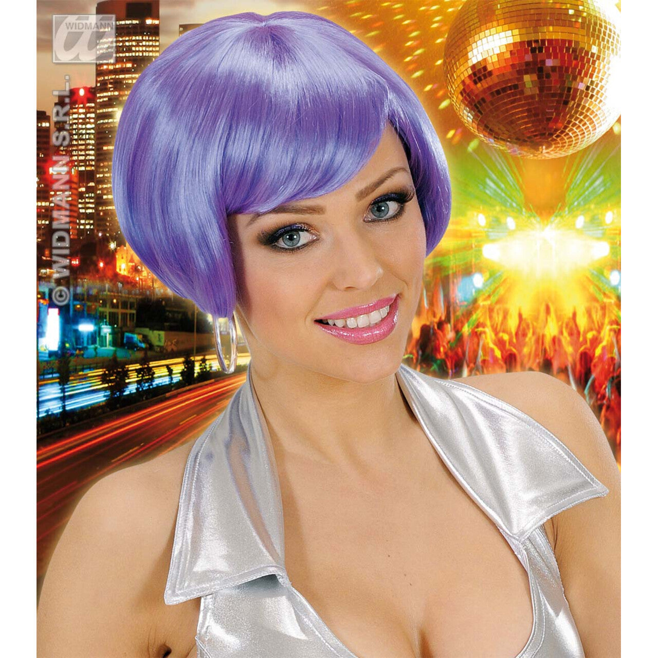 Op deze afbeelding zie je een Accessoires, van het merk Widmann. Pruik, Valentina Paars
