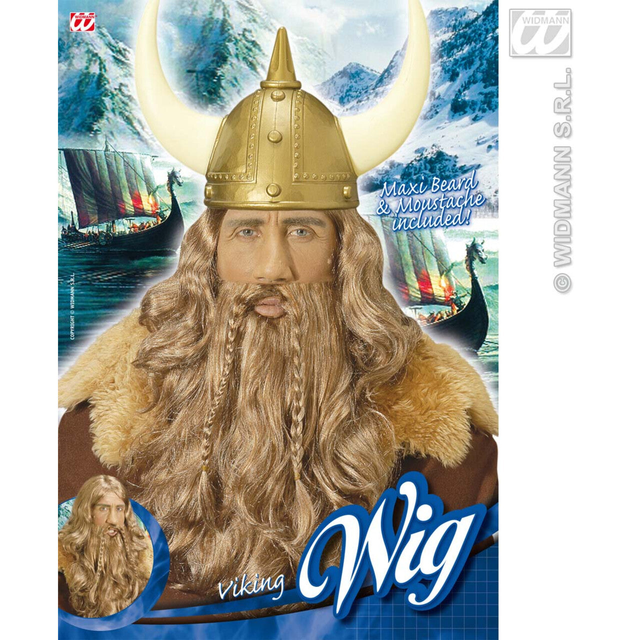 Op deze afbeelding zie je een Accessoires, van het merk Widmann. Pruik, Viking Met Baard En Snor