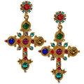 Gouden Kruis Oorbellen Met Strass