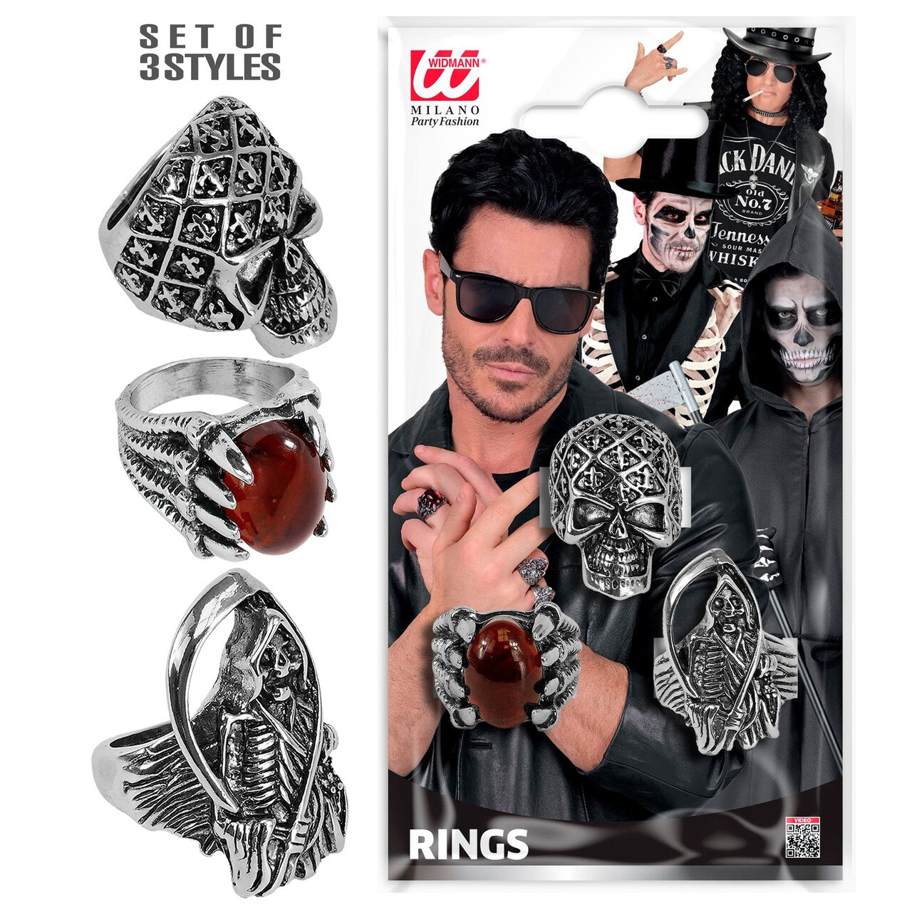 Op deze afbeelding zie je een Accessoires, van het merk Widmann. Halloween Ringen 3 Stuks