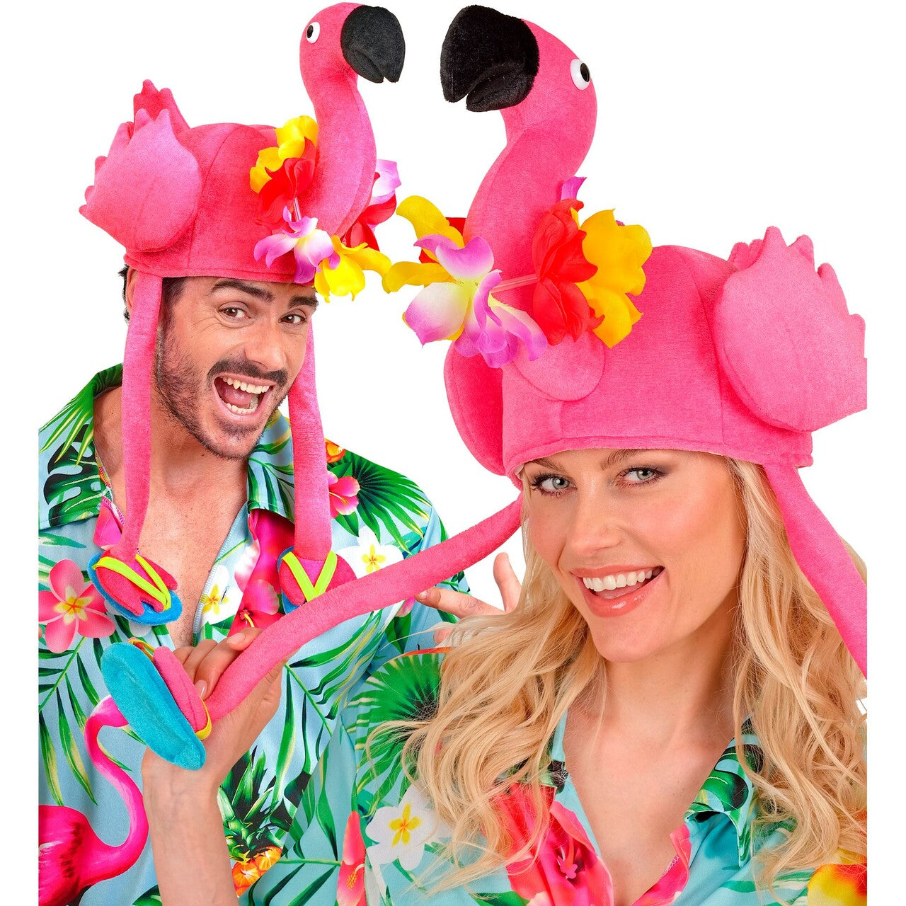 Op deze afbeelding zie je een Accessoires, van het merk Widmann. Hawaiiaanse Flamingo Hoed