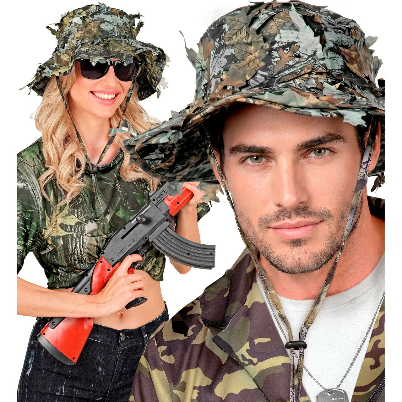 Op deze afbeelding zie je een Accessoires, van het merk Widmann. Camouflage Bush Hoed