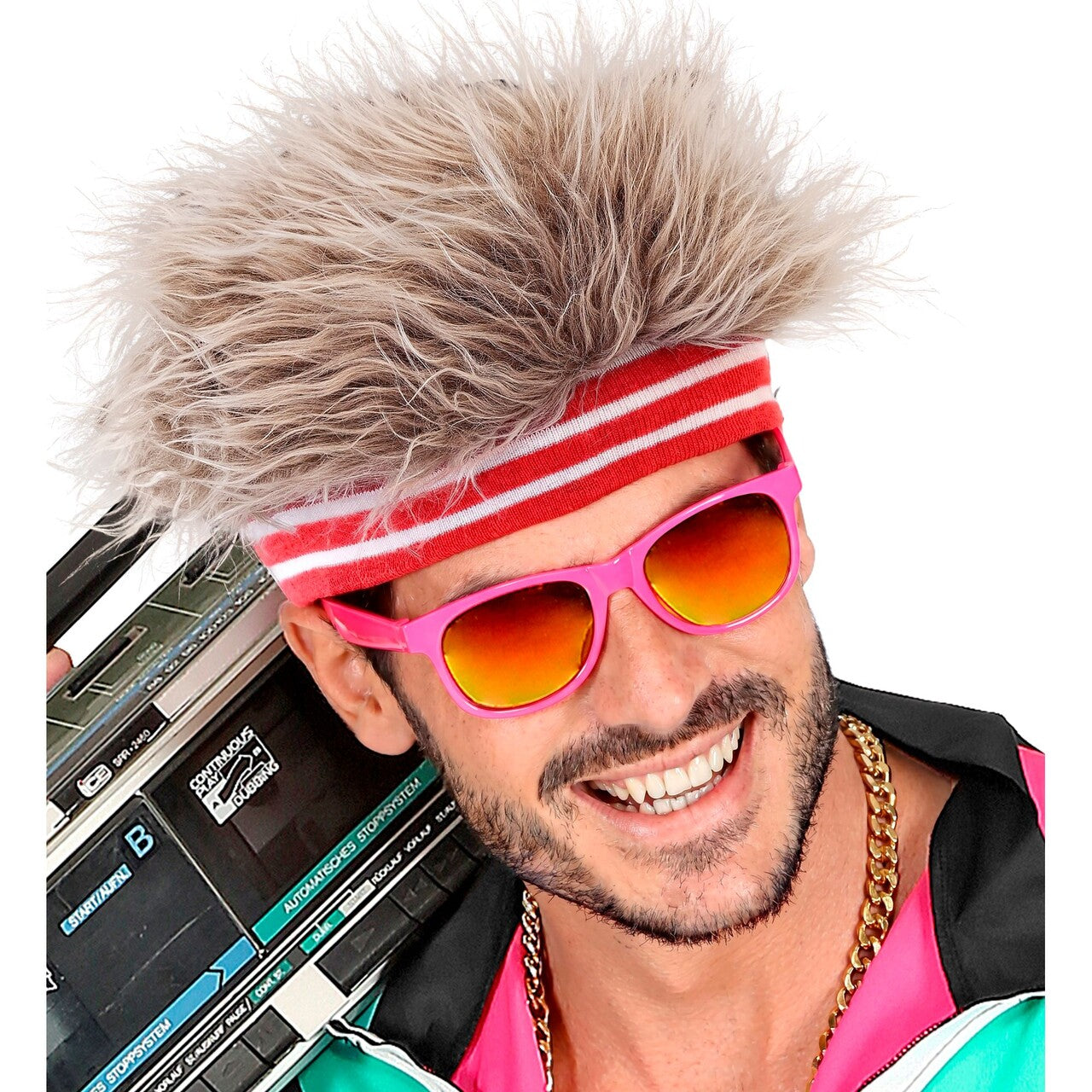 Op deze afbeelding zie je een Accessoires, van het merk Widmann. Back To The 80s Hoofdband Met Haar