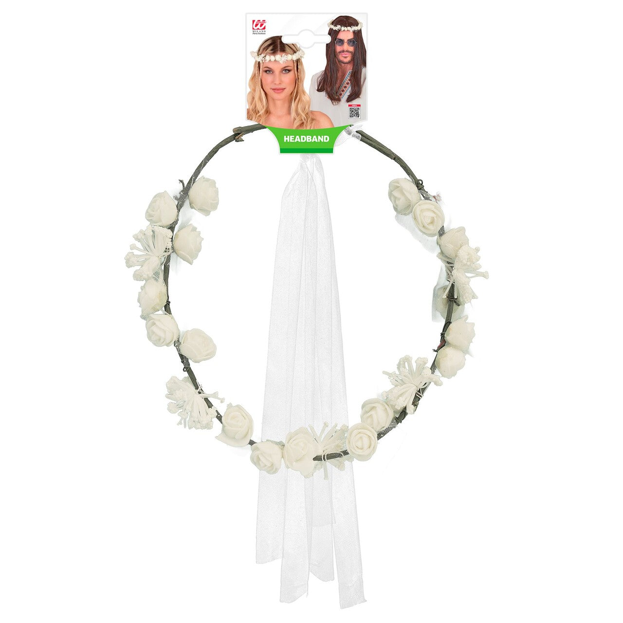 Op deze afbeelding zie je een Accessoires, van het merk Widmann. Sprookjesachtige Bloemenkroon Wit