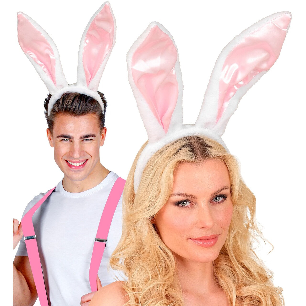 Op deze afbeelding zie je een Accessoires, van het merk Widmann. Buigbare Bunny Oren Wit
