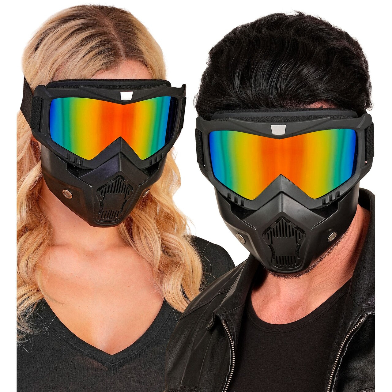 Op deze afbeelding zie je een Accessoires, van het merk Widmann. Cyber Masker Regenboog