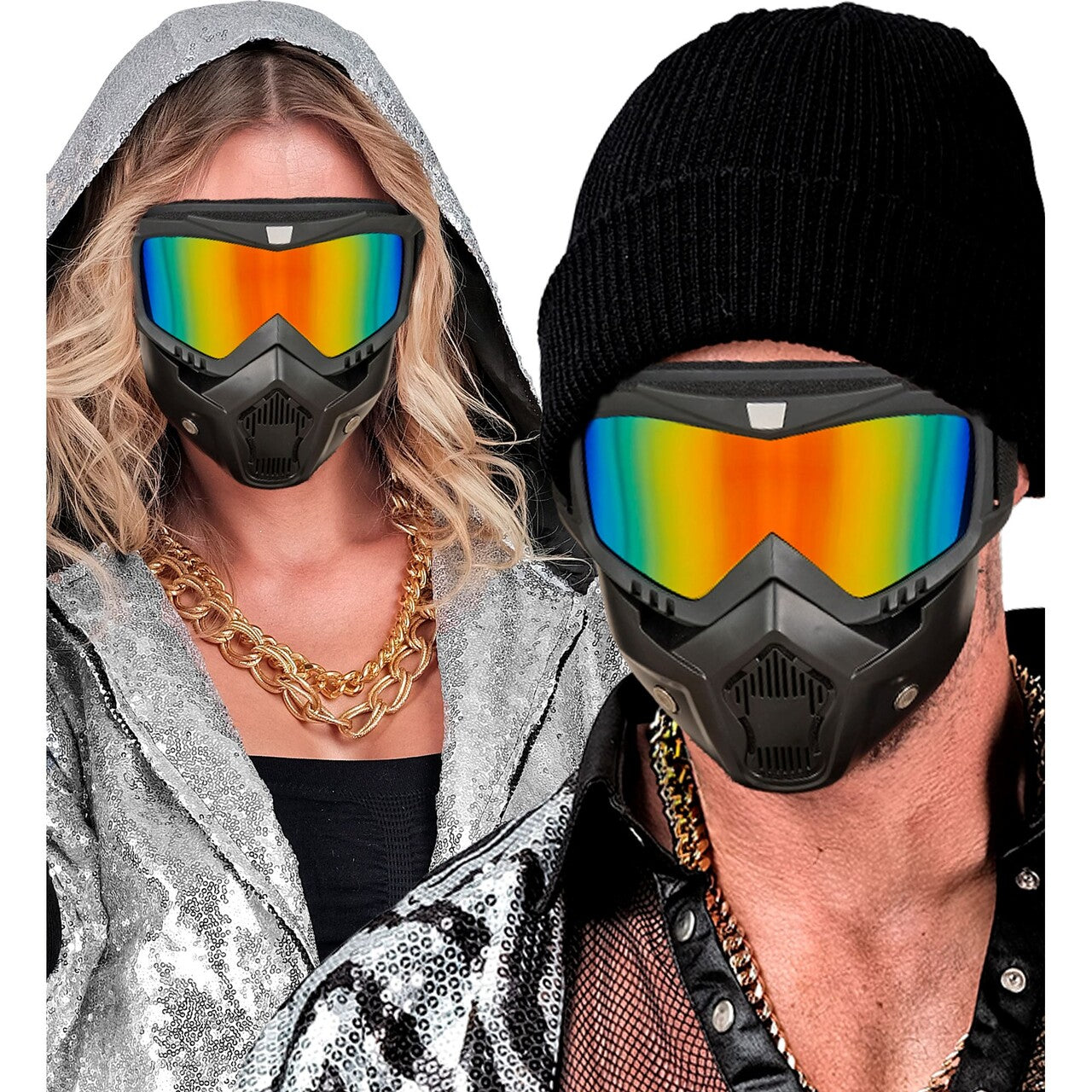 Op deze afbeelding zie je een Accessoires, van het merk Widmann. Cyber Masker Regenboog