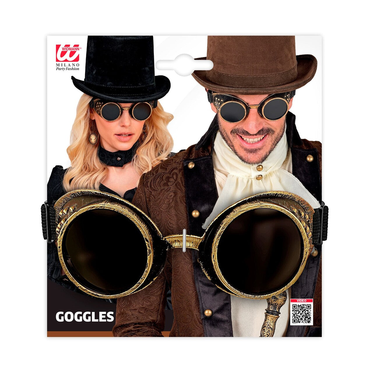 Op deze afbeelding zie je een Accessoires, van het merk Widmann. Antiek Gouden Steampunk Bril