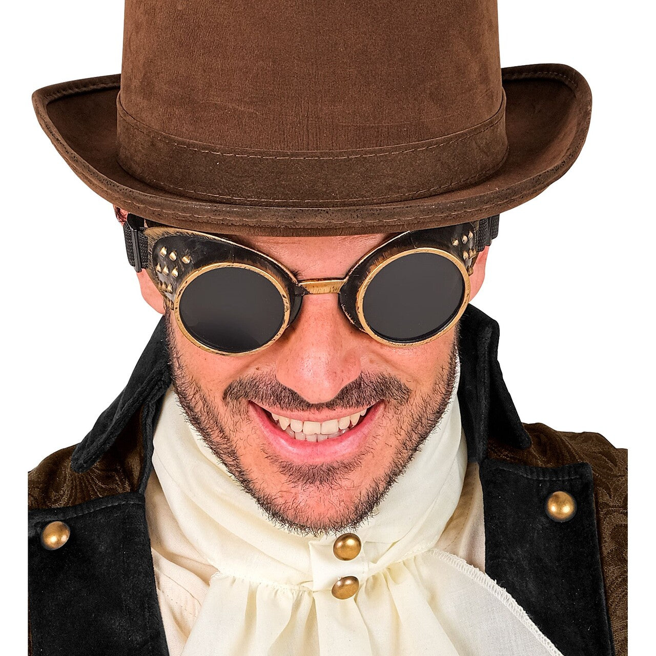 Op deze afbeelding zie je een Accessoires, van het merk Widmann. Antiek Gouden Steampunk Bril