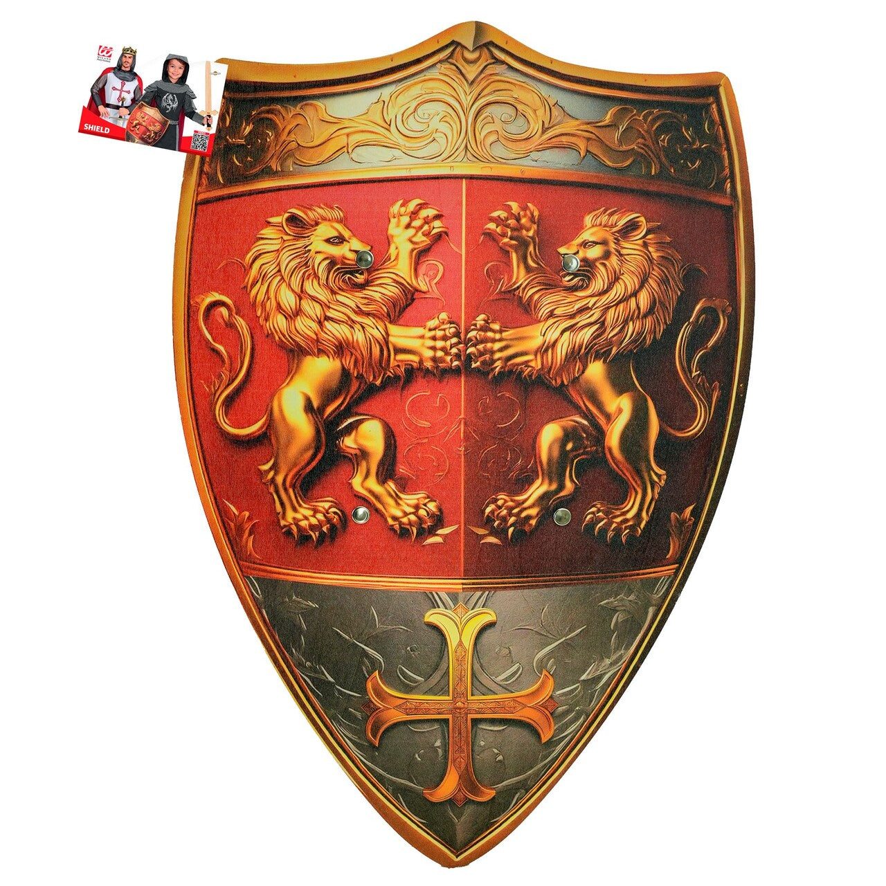 Op deze afbeelding zie je een Accessoires, van het merk Widmann. Dappere Leeuwen Ridder Schild Hout