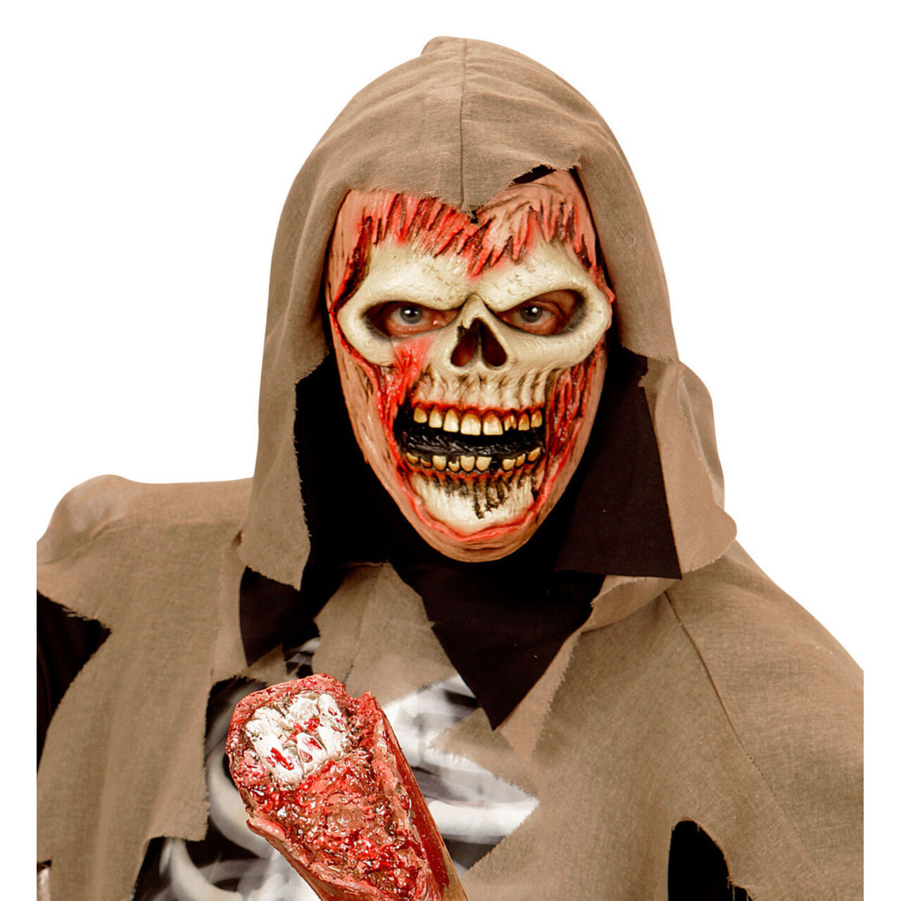 Op deze afbeelding zie je een Accessoires, van het merk Widmann. Bloedbad Zombie Magere Hein Kindermasker