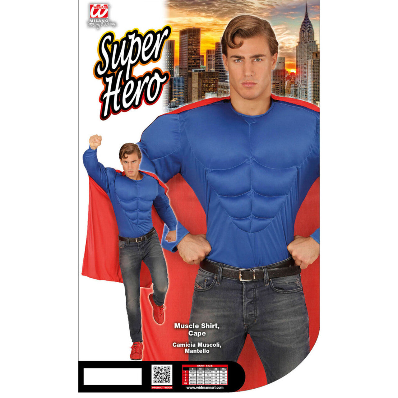Op deze afbeelding zie je een Kostuums, van het merk Widmann. Amerikaanse Superheld Held Super Power Kostuum