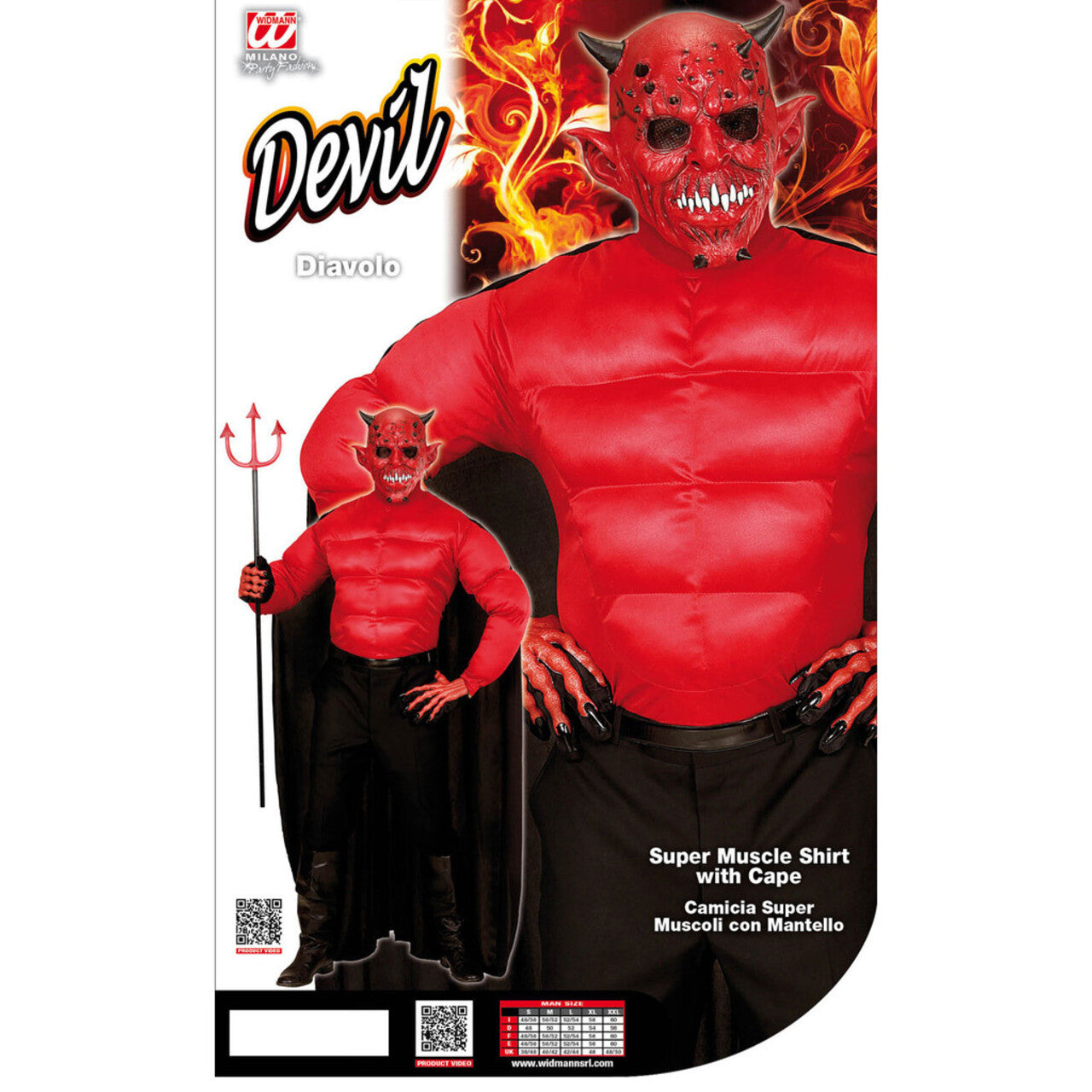 Op deze afbeelding zie je een Kostuums, van het merk Widmann. Super Duivel Red Devil Kostuum