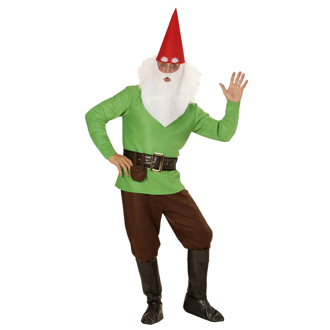 Op deze afbeelding zie je een Kostuums, van het merk Widmann. Tuin Kabouter Groen Man Kostuum
