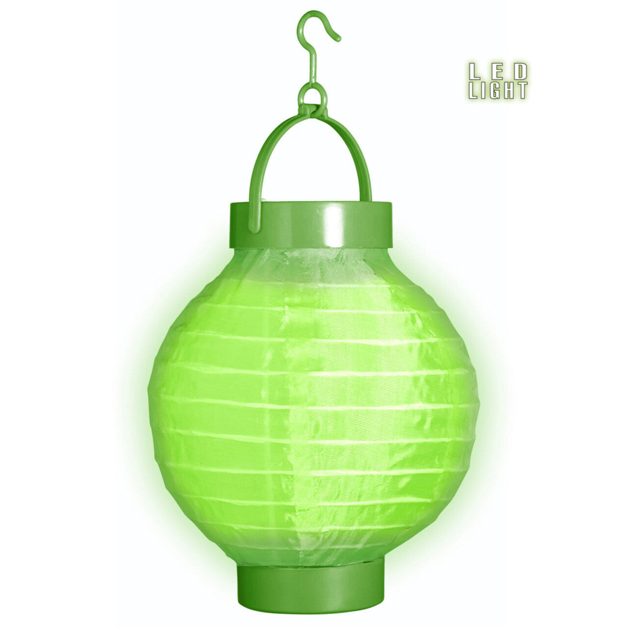 Op deze afbeelding zie je een Decoratie, van het merk Widmann. Feestelijke Lampion Met Licht 15 Centimeter Groen