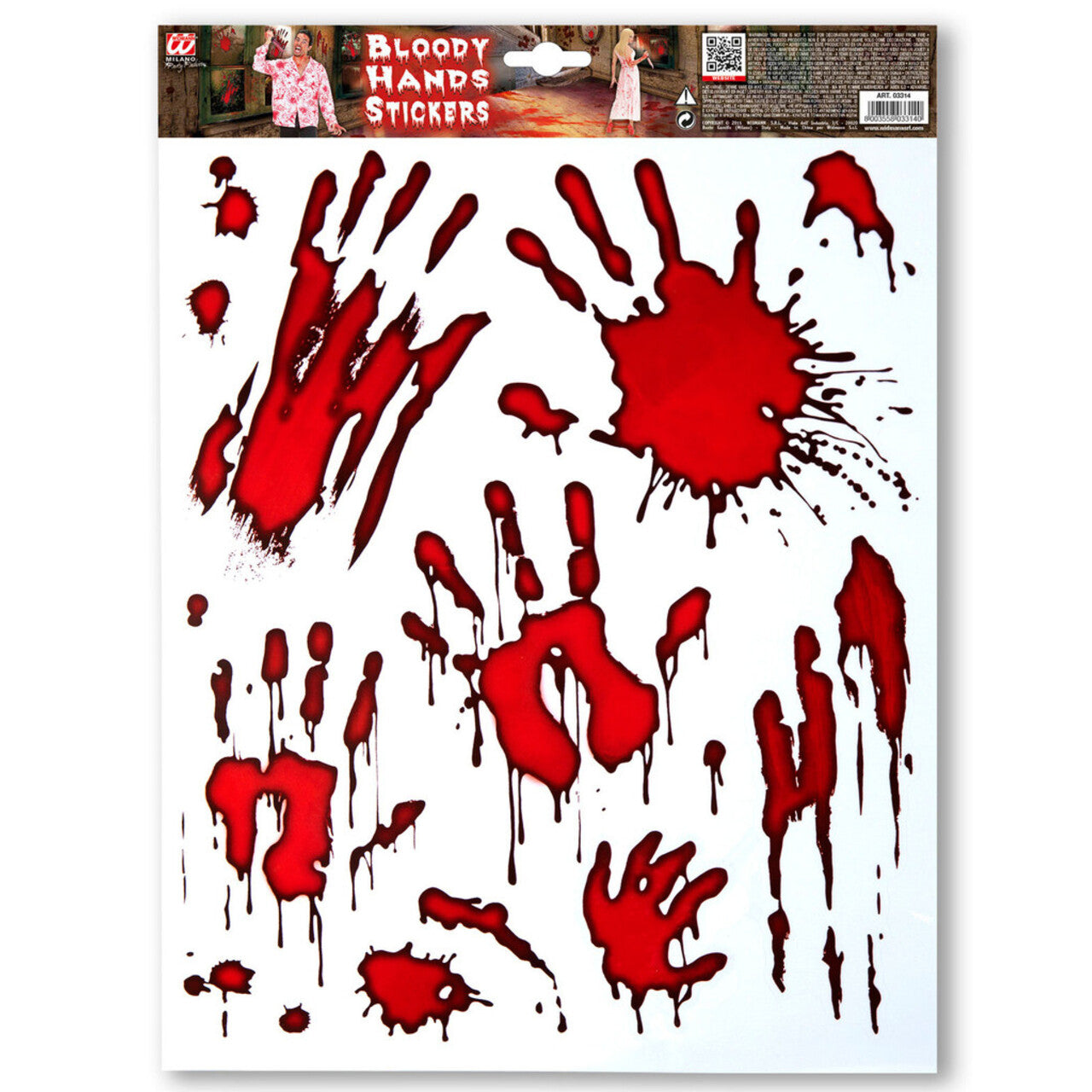 Op deze afbeelding zie je een Decoratie, van het merk Widmann. Stickers Bloederige Handen Crime Scene