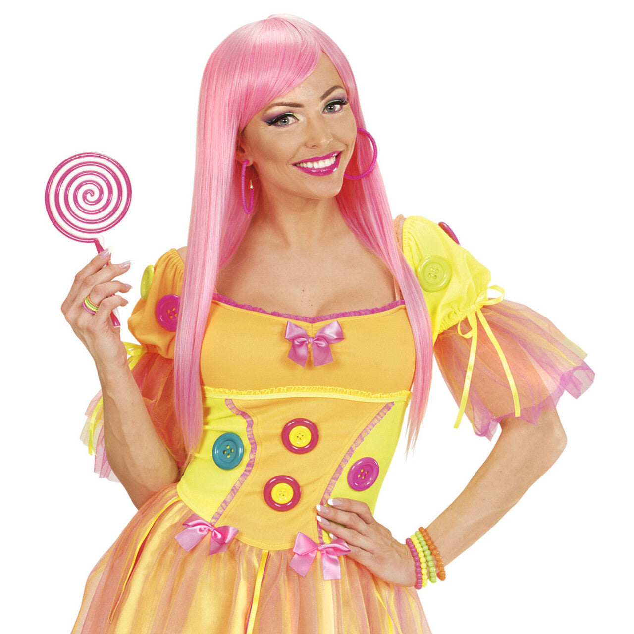 Op deze afbeelding zie je een Accessoires, van het merk Widmann. Rock Chick Set Van 4 Neon Ringen