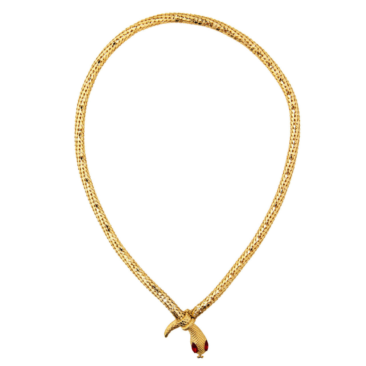 Op deze afbeelding zie je een Accessoires, van het merk Widmann. Oosterse Ketting Slang Van Goud Met Rode Steen Ogen