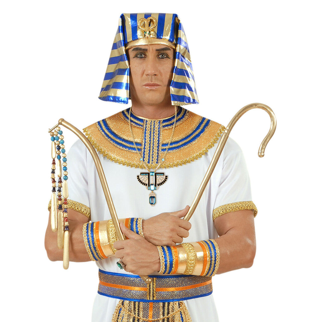 Op deze afbeelding zie je een Accessoires, van het merk Widmann. Egyptische Ketting Goud Farao Met Topaas / Strass Steen