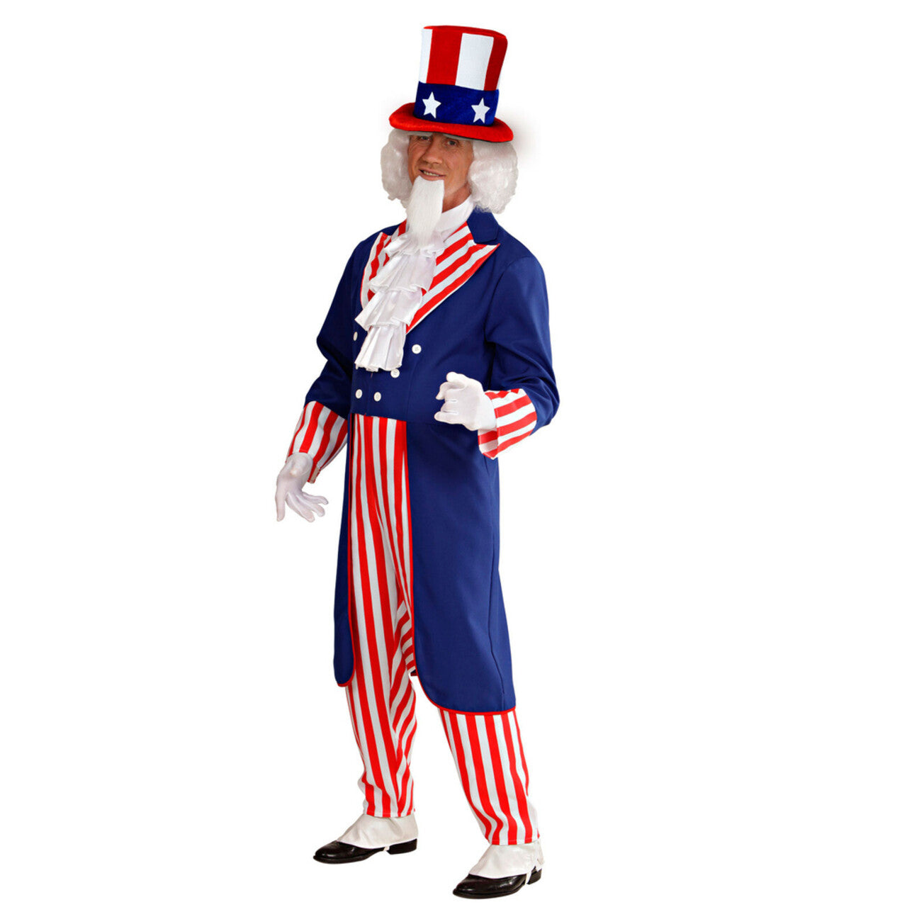 Op deze afbeelding zie je een Accessoires, van het merk Widmann. Stars Stripes Hoge Hoed Uncle Sam