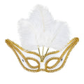 Uitbundig Oogmasker Wit Met Goud En Veren
