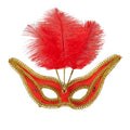 Uitbundig Oogmasker Rood Met Goud En Veren