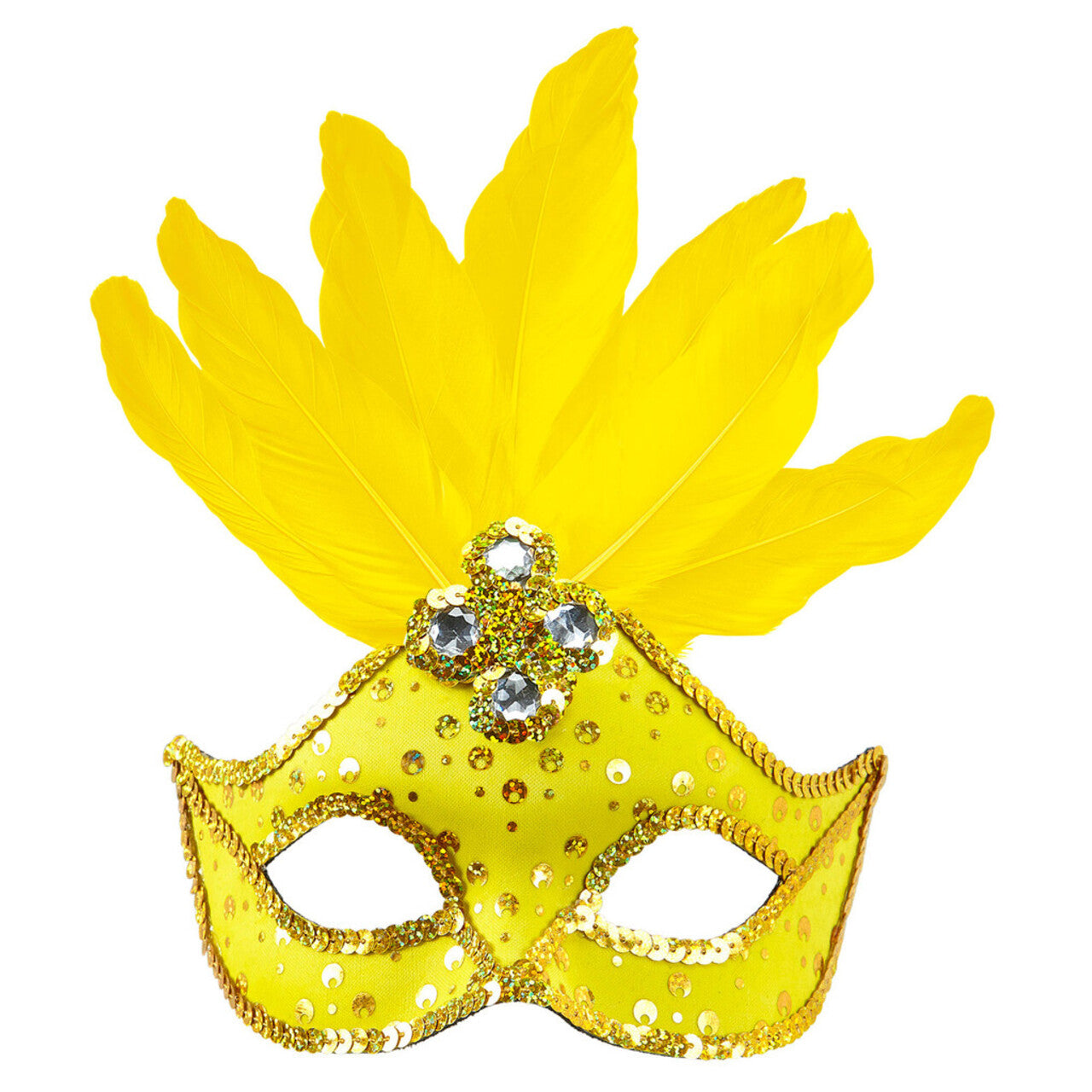 Op deze afbeelding zie je een Accessoires, van het merk Widmann. Samba Oogmasker Brazilie Met Veren En Parels, Neon Geel
