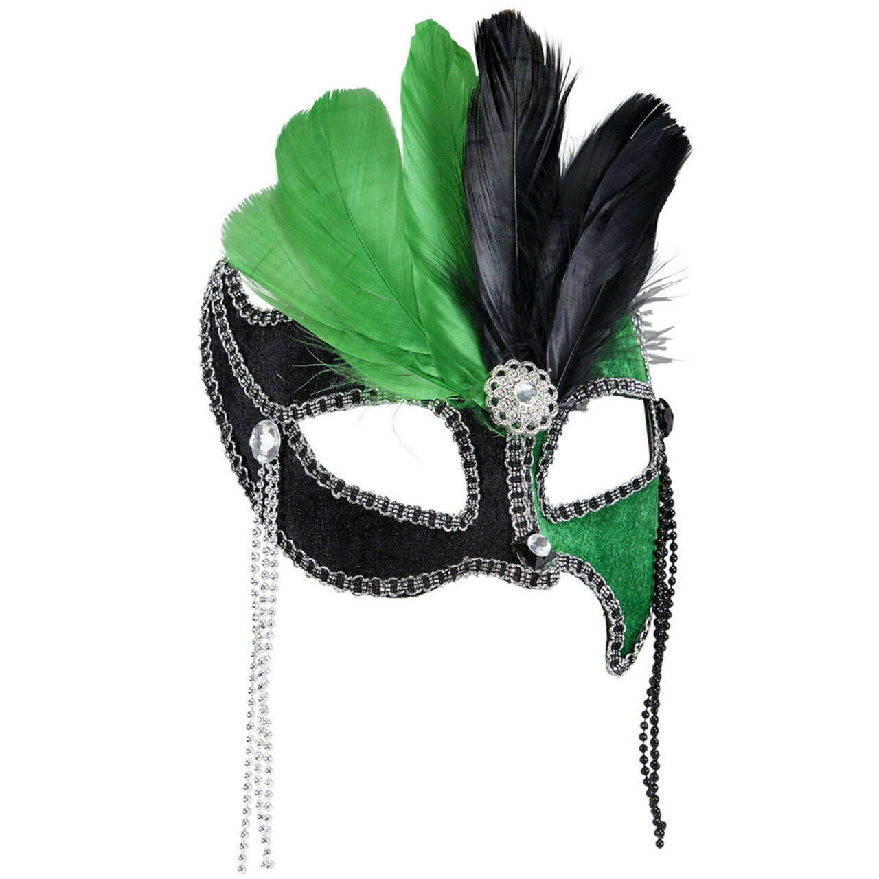 Op deze afbeelding zie je een Accessoires, van het merk Widmann. Duce Oogmasker Grand Ball, Zwart / Groen