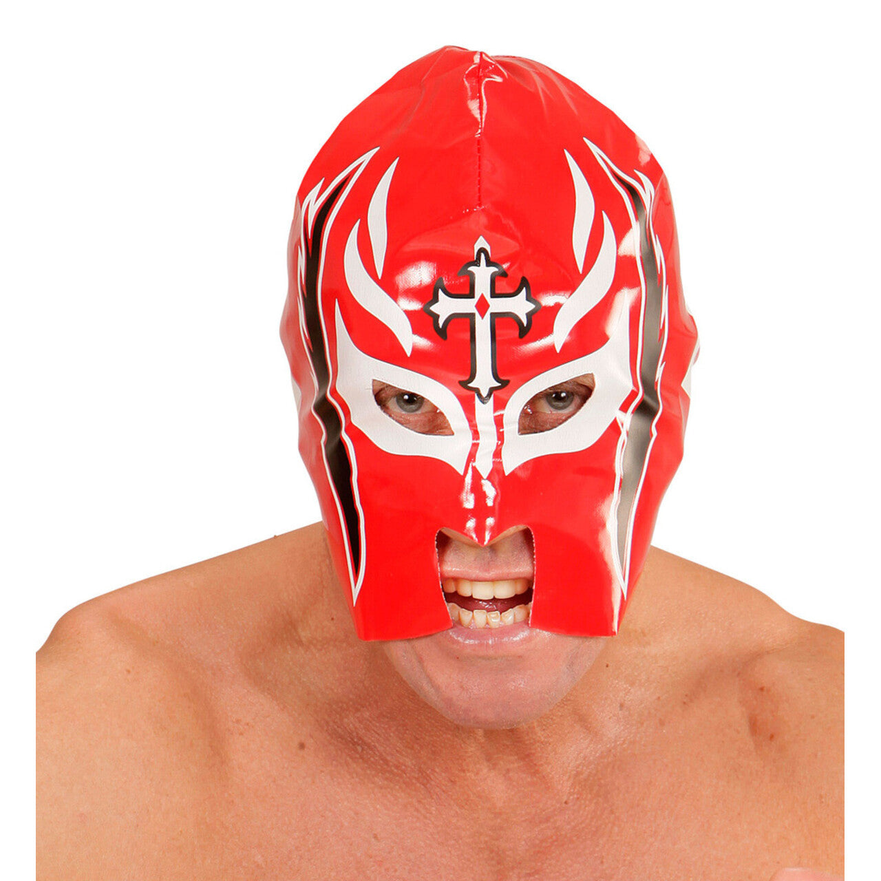 Op deze afbeelding zie je een Accessoires, van het merk Widmann. Amerikaanse Wwf Masker Worstelaar, Rood