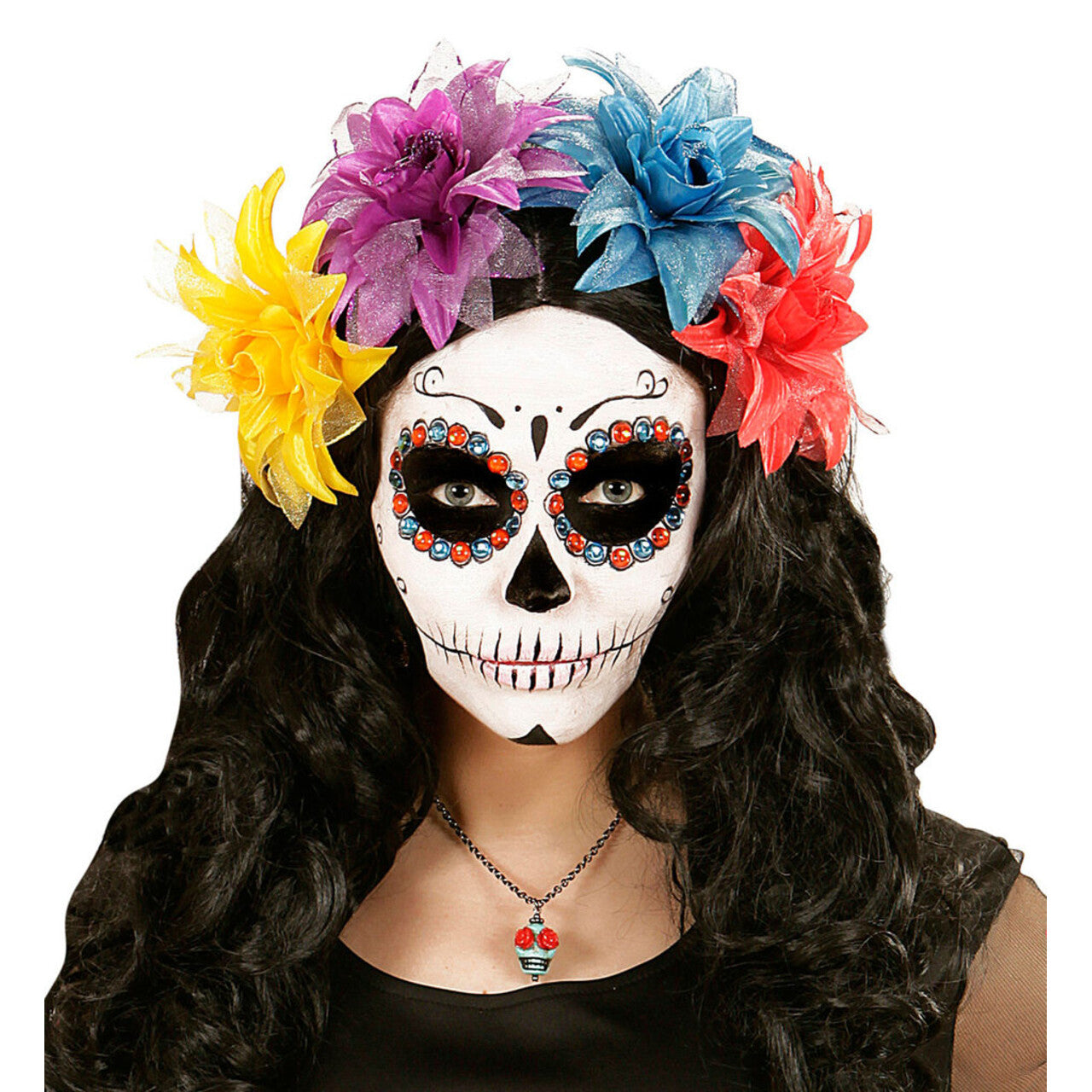 Op deze afbeelding zie je een Accessoires, van het merk Widmann. Tropische Haarclip Bloem Met Glitter, Azuurblauw