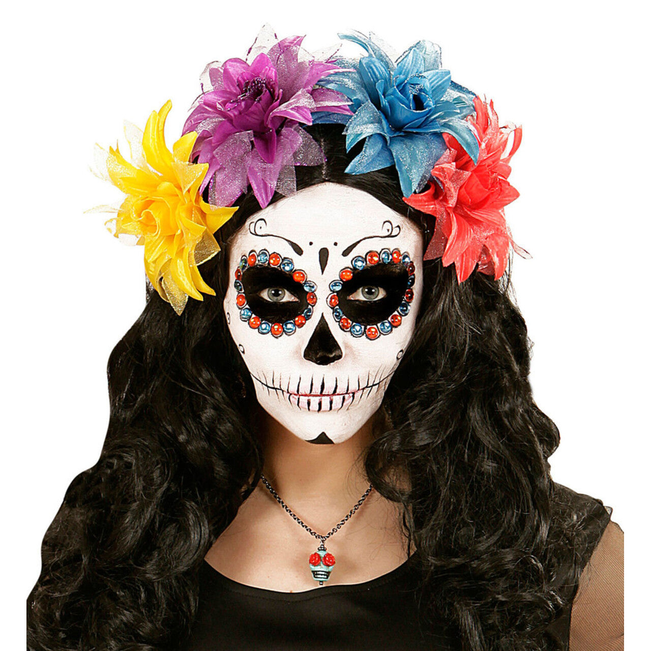 Op deze afbeelding zie je een Accessoires, van het merk Widmann. Tropische Haarclip Bloem Met Glitter, Azuurblauw