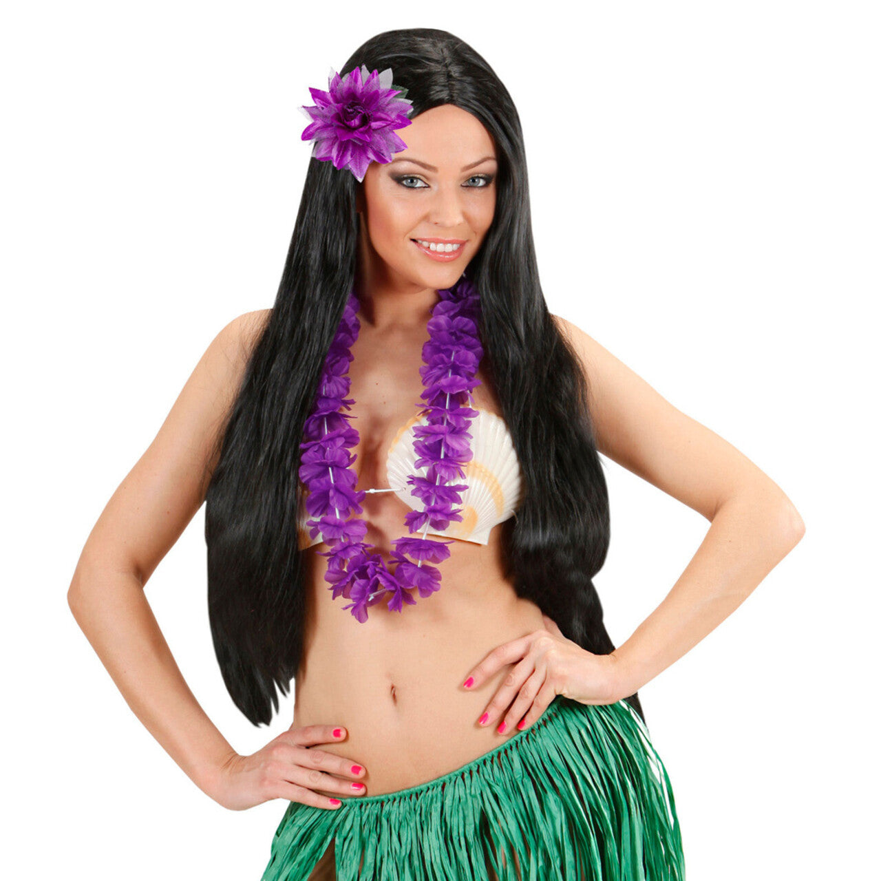 Op deze afbeelding zie je een Accessoires, van het merk Widmann. Tropische Haarclip Bloem Met Glitter, Paars