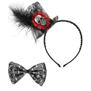Op deze afbeelding zie je een Accessoires, van het merk Widmann. Halloween Hoofdband Met Minihoedje En Strikje Metallic
