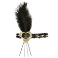 20s Glitter Hoofdbandje Zwart / Goud Happy New Year Hartje