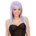 Fantast Chick Pruik, Melange Fashion Lang Blauw / Paars