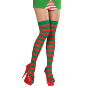 Op deze afbeelding zie je een Accessoires, van het merk Widmann. Kerst Thigh High Rood / Groen Gestreept