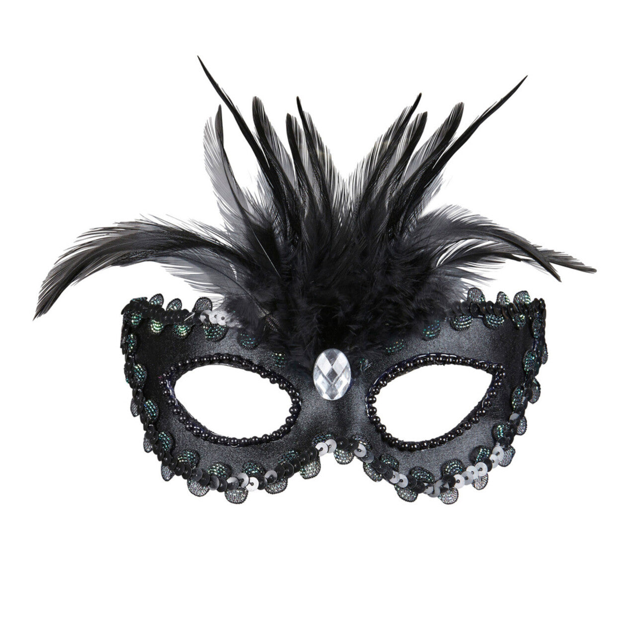Op deze afbeelding zie je een Accessoires, van het merk Widmann. Koninklijk Oogmasker, Barones Zwart Met Stenen