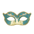 Luxe Oogmasker Hertogin, Azuur / Goud Glitter