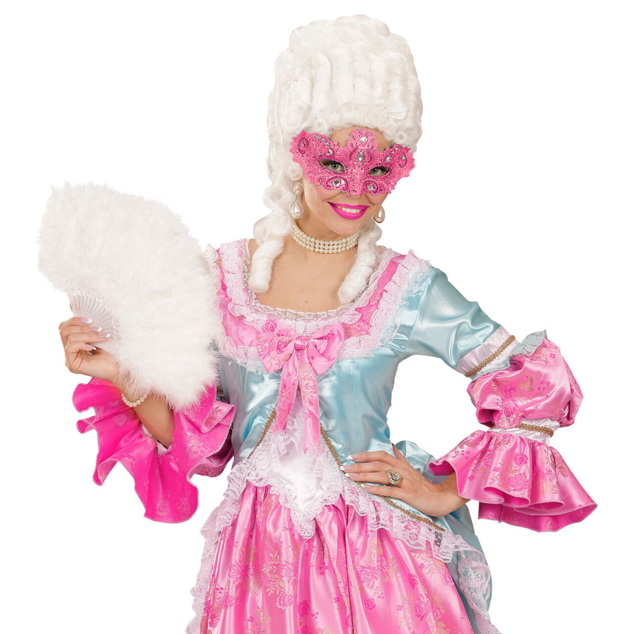 Op deze afbeelding zie je een Accessoires, van het merk Widmann. Carnaval Du Lac Oogmasker, Adelijk Roze Met Glitters En Stenen