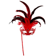 Op deze afbeelding zie je een Accessoires, van het merk Widmann. Gedistingeerd Oogmasker Met Stokje, Rood Luxe Versie