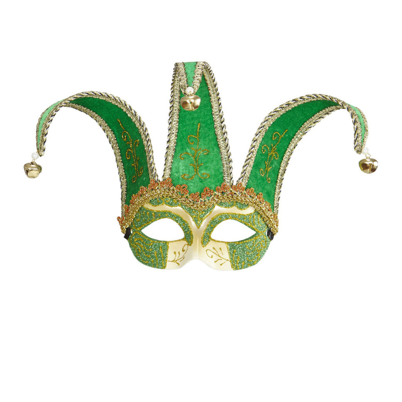 Op deze afbeelding zie je een Accessoires, van het merk Widmann. Nar Oogmasker, Joker Met Decoratie Glitters, Groen