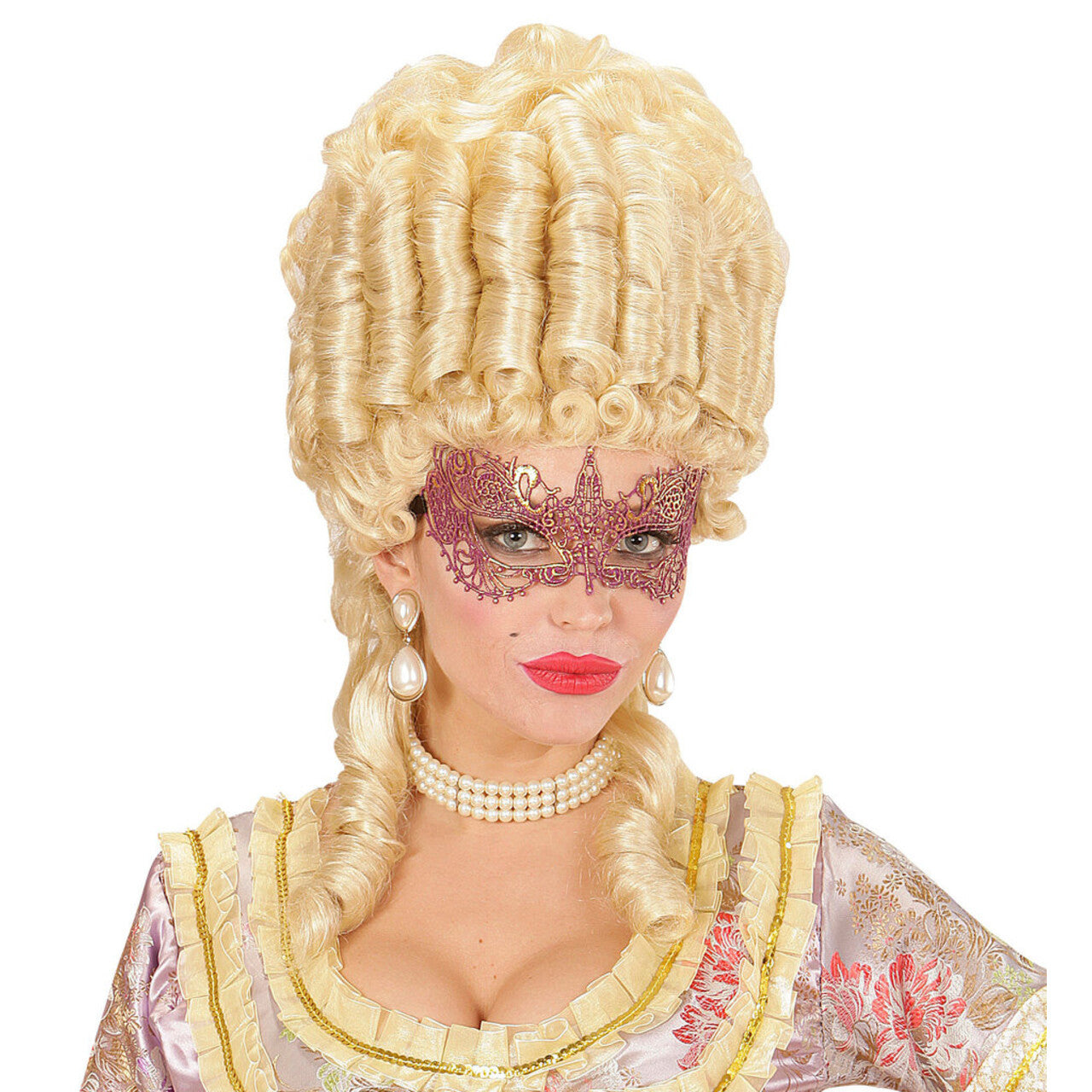 Op deze afbeelding zie je een Accessoires, van het merk Widmann. Fantasia Oogmasker, Kant Metallic Paars