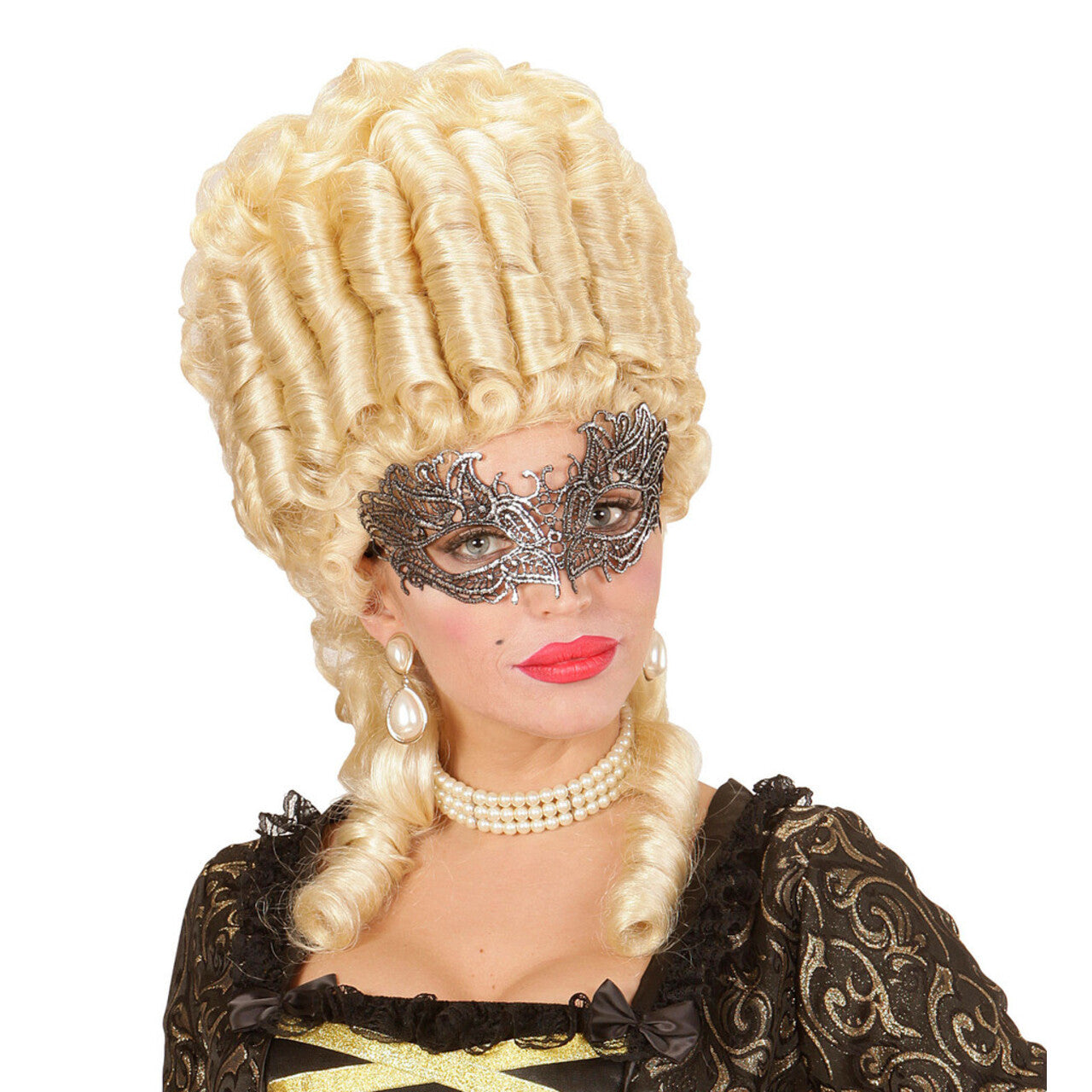 Op deze afbeelding zie je een Accessoires, van het merk Widmann. Fantasia Oogmasker Kant, Antiek Zilver