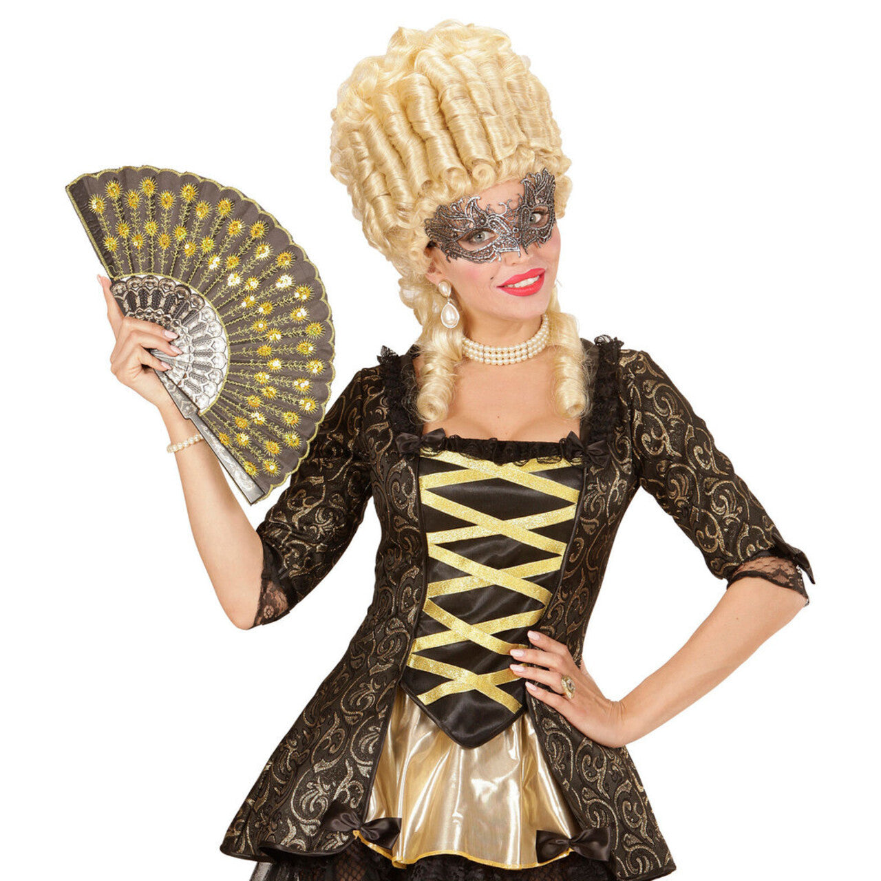 Op deze afbeelding zie je een Accessoires, van het merk Widmann. Fantasia Oogmasker Kant, Antiek Zilver