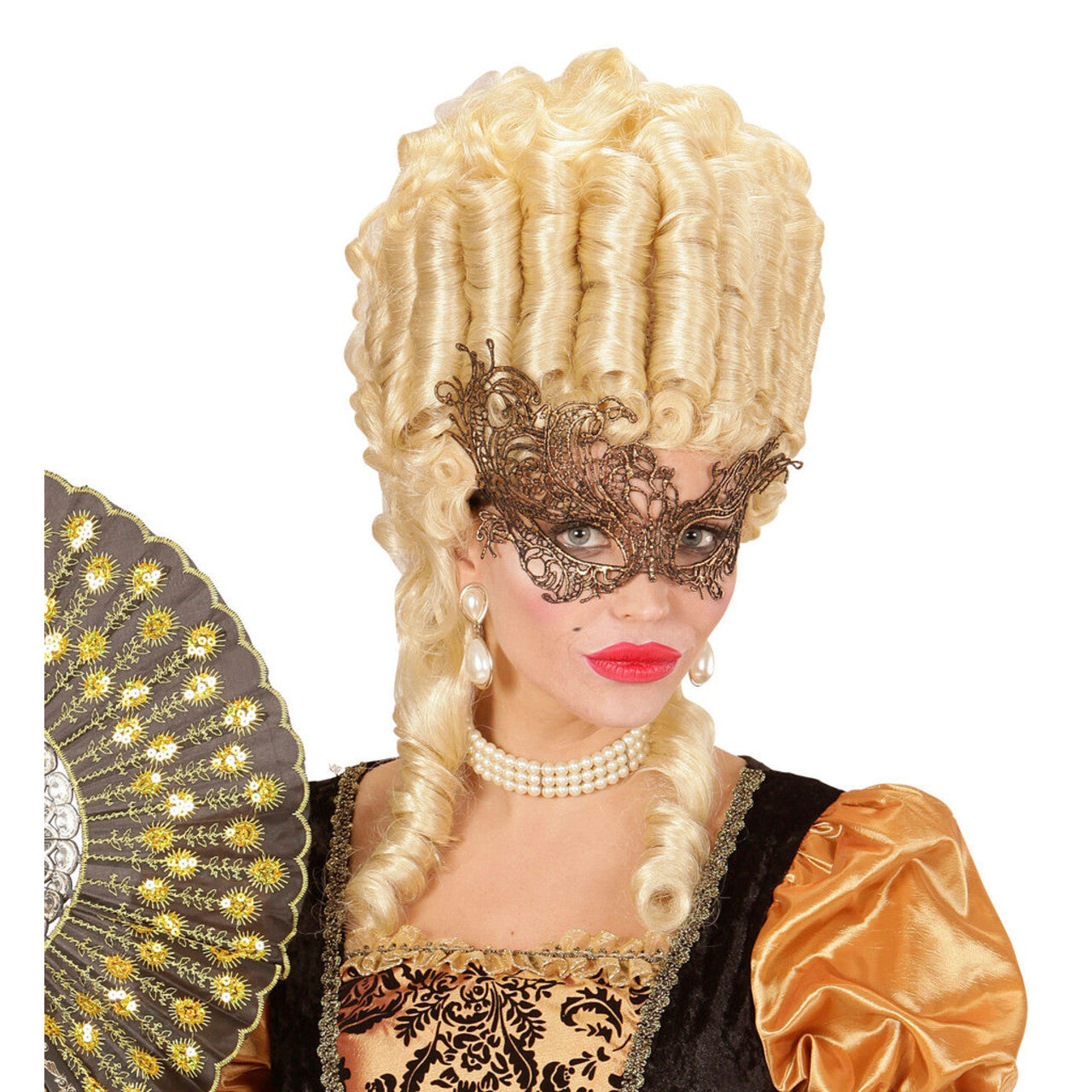 Op deze afbeelding zie je een Accessoires, van het merk Widmann. Fantasia Oogmasker Kant, Antiek Goud Barok